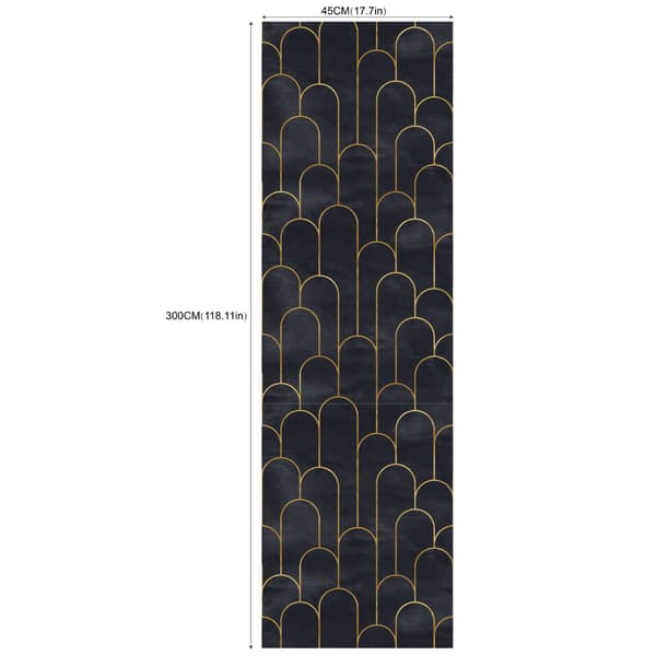45×300cm Geometrisk Selvklæbende Tapet Sort Guld Selvklæbende