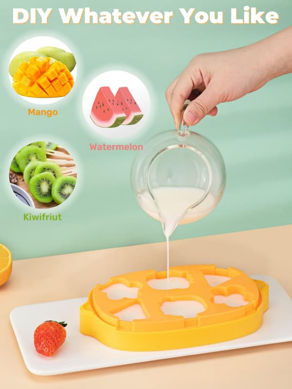 Silikoneforme til ispinde, 6-pak citronformede mini-ispindeforme, sjove dyre- og frugtformede hjemmelavede ispindeforme, BPA-fri genanvendelige