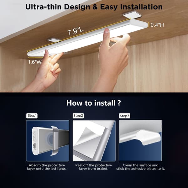 Ultra-Thin LED Motion Sensor Night Light - Rechargeable Magnetic Corridor Lamp