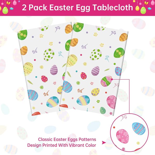 2-pack Easter Tablecloths - Colorful Easter Egg Tablecloths, 108 x 54 inches