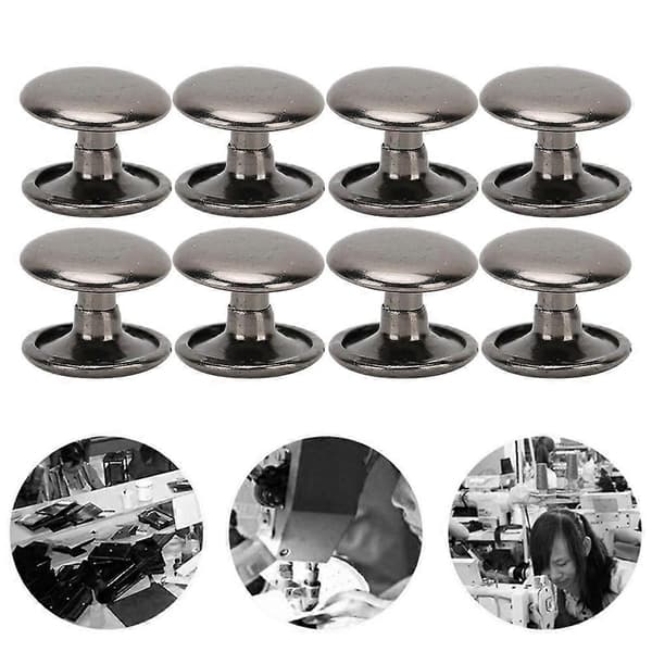 12x10mm Black 200 Sets Double Cap Rivet Round Stud Iron Jeans Button L