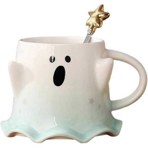 Halloween Ghost Pumpkin Coffee Mug, Halloween Ceramic Mug with Handle for Kitchen Dining