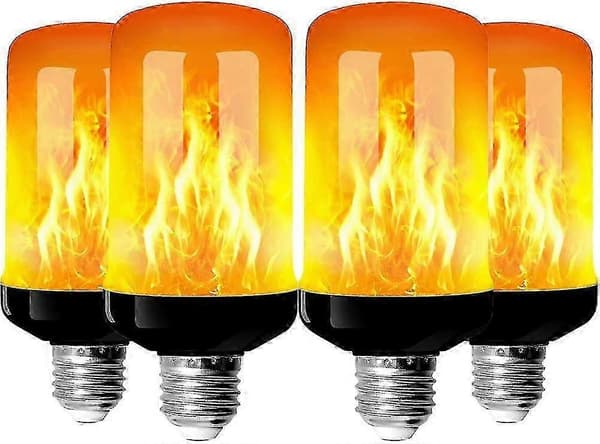 4-pack E27 Flame Light Bulbs 4W Base LED Flame Effect Lamps 4 Lighting Modes Decorative Indoor Lights for Home Garden Party