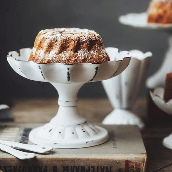 Metallserveringsbricka Vit Displaybricka Dessert Frukttårta Mellanmål Hög Platta Fest Bröllopsdekor B