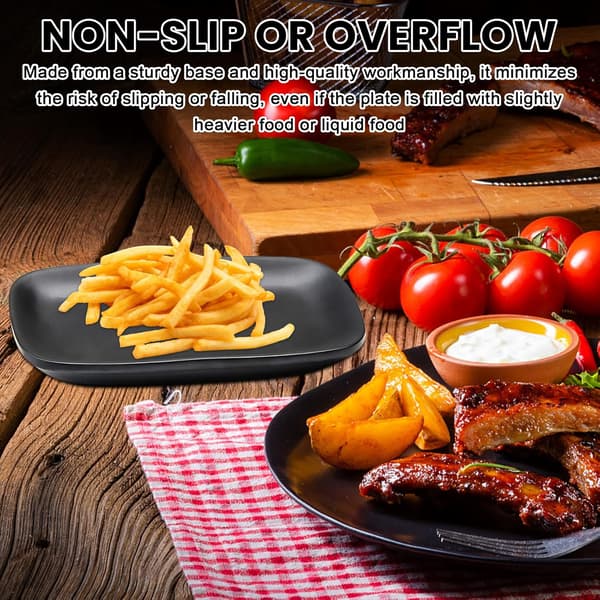 Set of 6 dessert plates: black mezzetallrikar 15.5 x 9 x 2 cm, matte rectangular appetizer plates