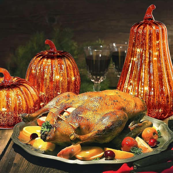 Pumpa LED Lys Dekor Midtpunkt Thanksgiving Halloween Dekor