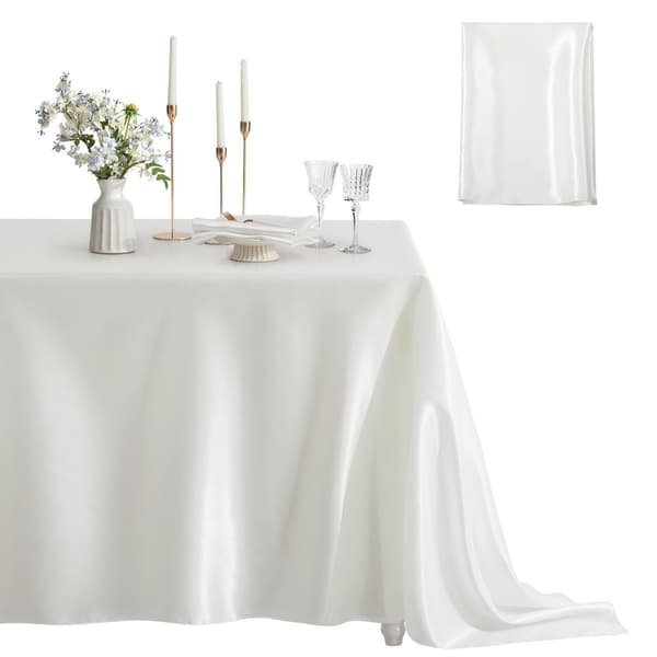 Polyester Satin Tablecloth for Parties, Weddings, and Events, Multiple Color Options White White White