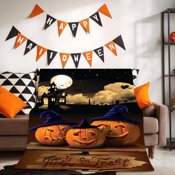 Halloween hyggetæppe 100x150 cm flannel varmetæppe sofadekoration stil 5 - Stil 5