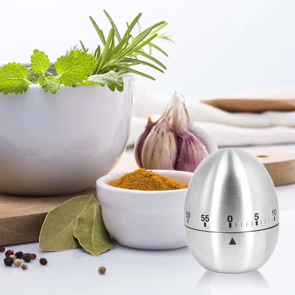 Mekanisk Kjøkkentimer Eggtimer Rustfritt Stål Sølv