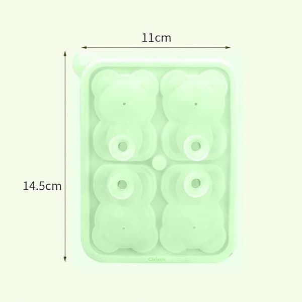 3D Bamse Silikone Isterningbakke, Genanvendelig (Orange)