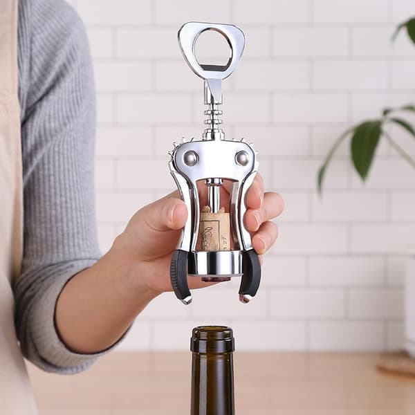 Vingekorketrekker i sinklegering, multifunksjonell vinflaskeåpner