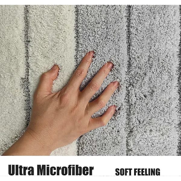Absorberende sklisikker mikrofiber baderomsmatte med striper, beige