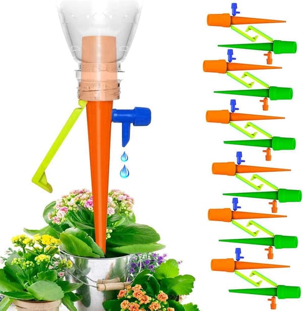 12-pack automatiska växtbevattningsstavar med anti-tippfäste och