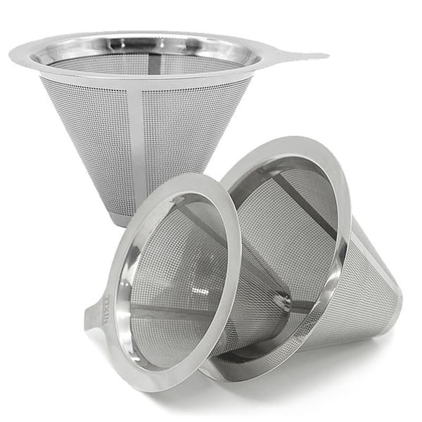 Kaffefilter i rustfrit stål Multifunktionsfilter med dobbeltlagstragt Genanvendelige kaffebrygningsværktøjer Medium Medium