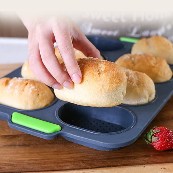 Silikonbrødform med 8 celler, myk non-stick franskbrødform, perforert brødformbrett for DIY-baking