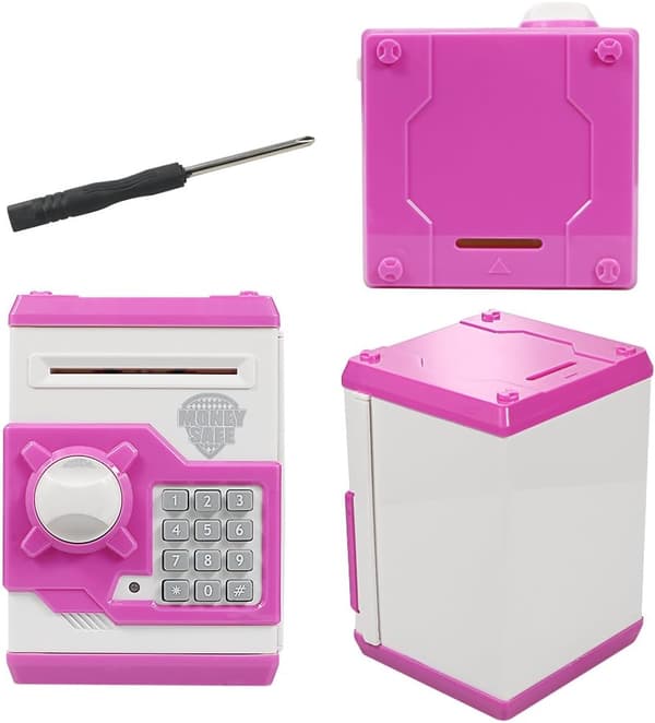 Electronic Piggy Bank with Cash Dispenser, Mini ATM Security Box, Chri