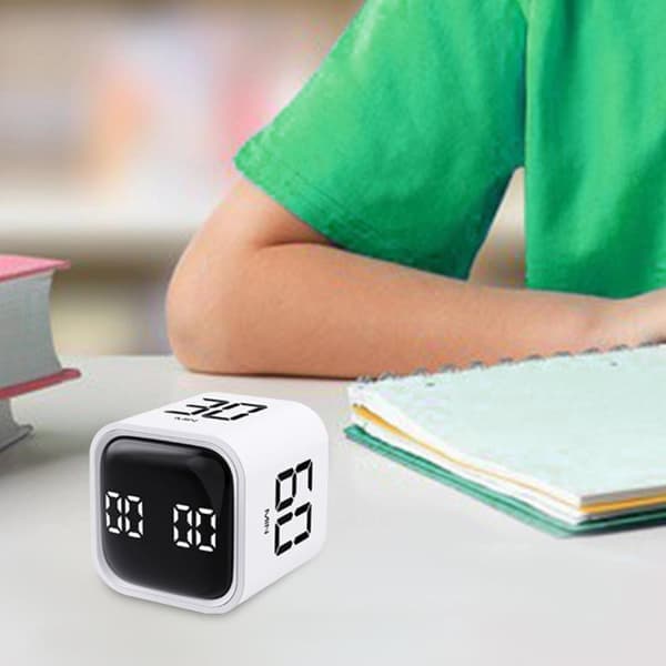 Pomodoro-timer, 5/10/30/60 minutters bordtimer, justerbar vibration og lydstyrke, effektiv arbejdsur