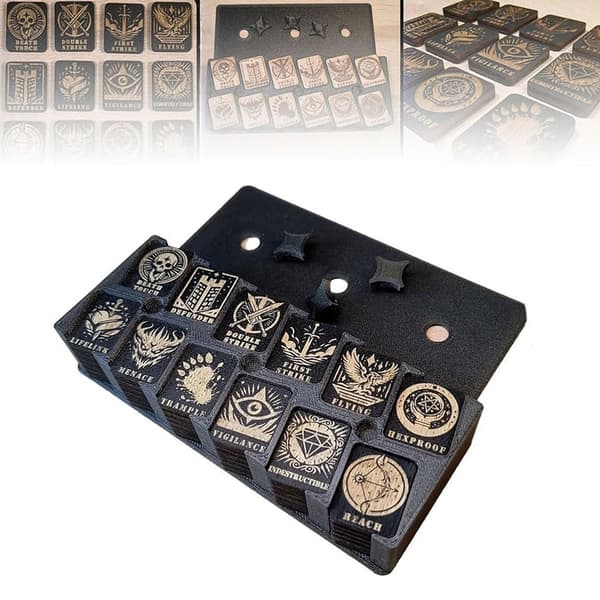 Ability Tracking Counter for Tabletop Games, Fun and Unique Wooden Ability Counters with Storage Box Blue Blue