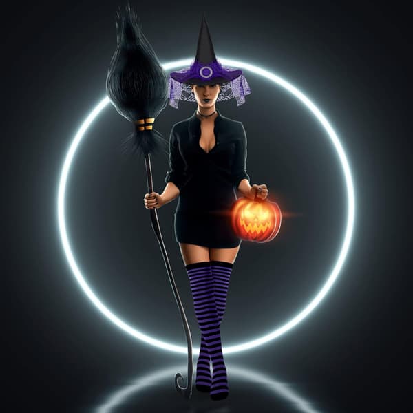 12 kpl Halloween-noitahattu raidalliset reisisukat asusteet | Violetti punainen