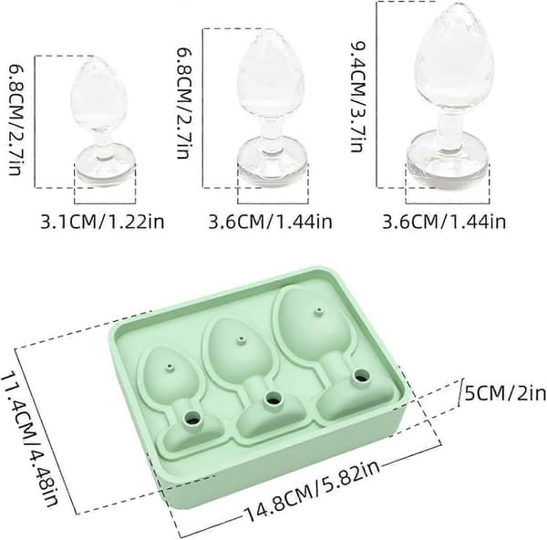 Prank Butt Plug Formede Isterningebakker, Sjov Silikoneform til DIY Kage Chokolade Slik {LGL} Green
