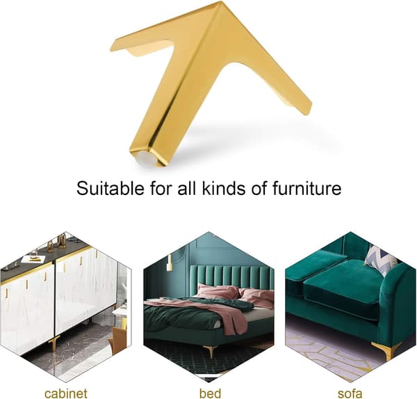 Moderna metalliska triangulära möbelben DIY stålbordsben för soffbord, matbord, skåp, sängbord, stolar, skåp och soffa, 4-pack