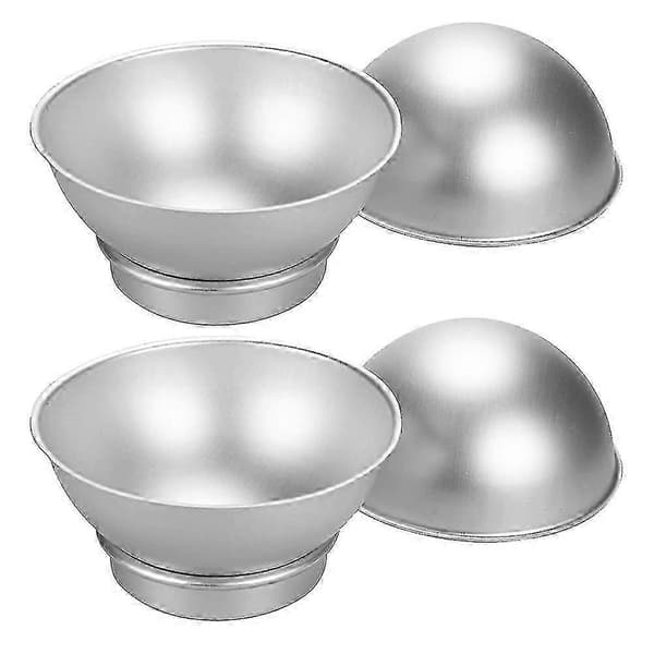4 stk/sæt rund 3D-kugleformet kageform i aluminium, bageværktøj, kageform Silver