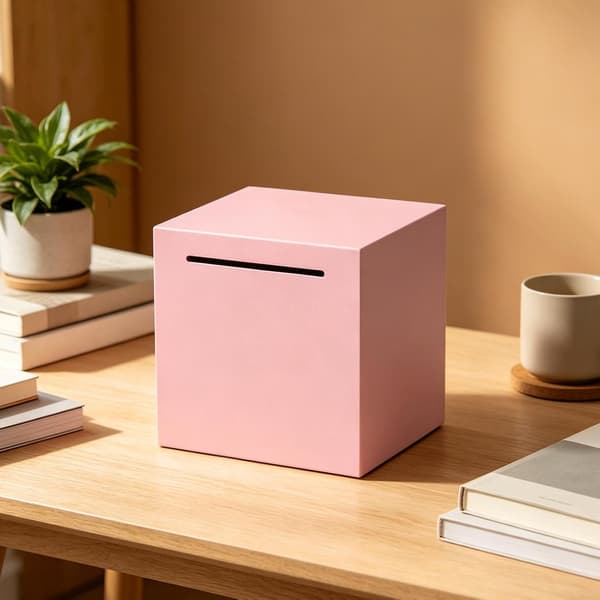 Spargris for mynter i rustfritt stål, rosa Rosa