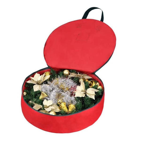 Christmas Wreath Storage Bag with Handles, Red KLB