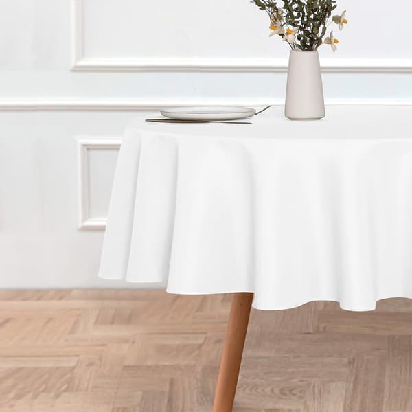 Round Tablecloth - 152 cm - Water-Repellent Spill-Proof Washable Polyester Tablecloth Decorative Fabric Table Cover for Dining Tables, Buffets