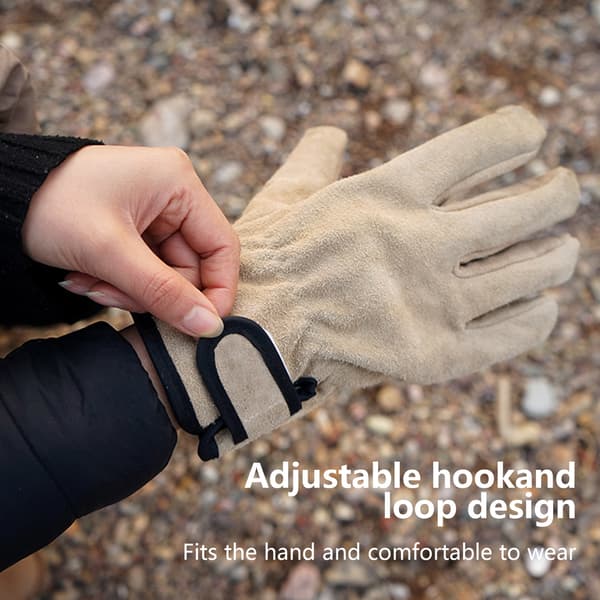 Gilling Mitts Artificial Cowhide Anti-Scald Heat Insulation Thickened BBQ Gloves for Kitchen Khaki