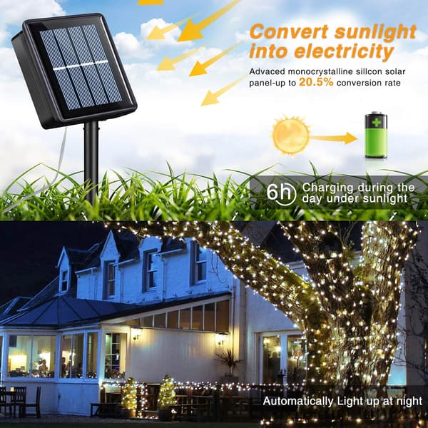 Solar Light String Gypsophila String Lights LED 8 Function Holiday