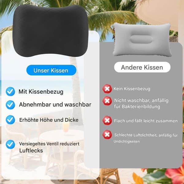 puhallettava tyyny niska- ja ristiseläntuki musta - Black