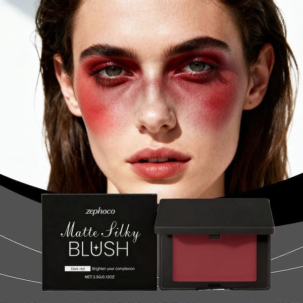 Zephocos Dark Red Matte Smooth Blush Is Easy To Blend And Smudge-Proof, Creating A Mood-Setting Makeup Look That Is Versatile For Daily Use