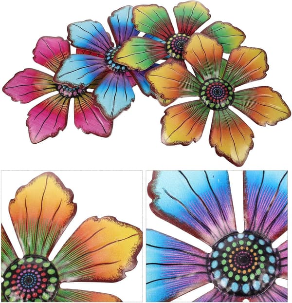 Blommor väggsmycken 4 st i järn för väggdekoration -