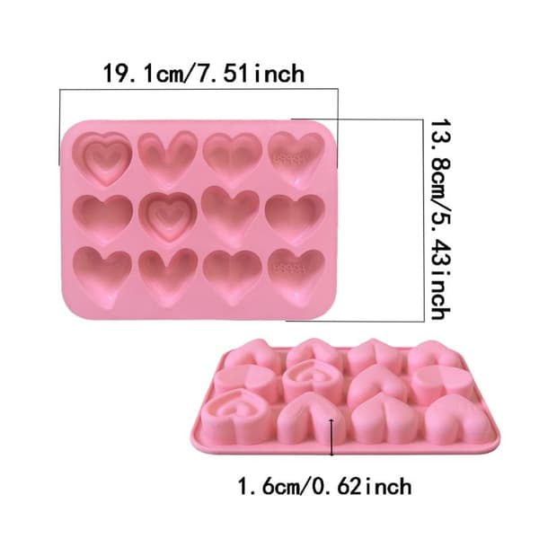 12 Conseive 6 hjerteformede silikonebageforme DIY slik kager 1Pc