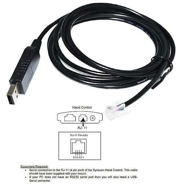 USB-RJ11 RJ12 6P4C-sovitin sarjaohjauskaapeli EQMOD-kaapeli - jalustan PC-liitäntä käsiohjaimelle