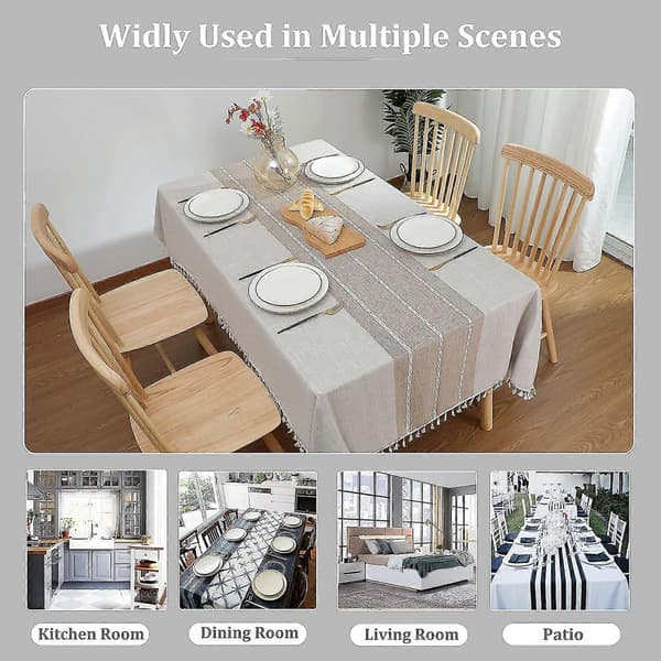 Cotton Linen Striped Waterproof Tablecloth - Rustic Square Kitchen/Party