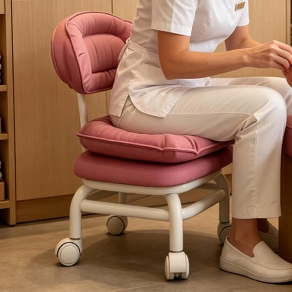 Pyörällinen jakkara - kääntyvä istuin pyörätuolilla, vaaleanpunainen Rosa