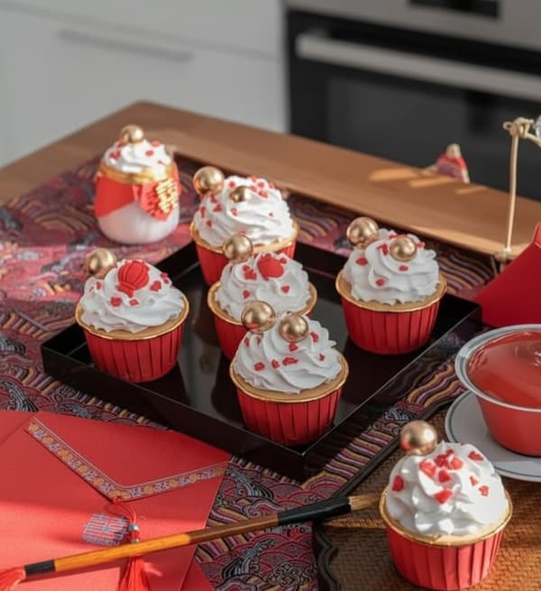 Muffinsform med låg 25 stk Cupcakesform Aluminium Rød