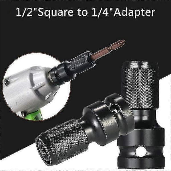 4 stk Slagadapter 1/2 Firkantfeste Til 1/4 Sekskantskaft Hylseadapter