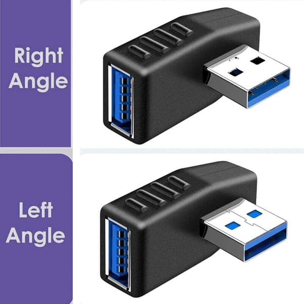 Retvinklet USB 3.0-adapter, 90° retvinklet adapter, USB-stikforlænger