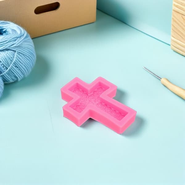 Cross Silicone Mold for Candle Making DIY Flower Resin Soap Mold for Craft Projects and Home Decor