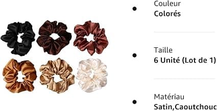 6 st Hårsnoddar, Satin Hårsnoddar Scrunchie Hårsnoddar Rep