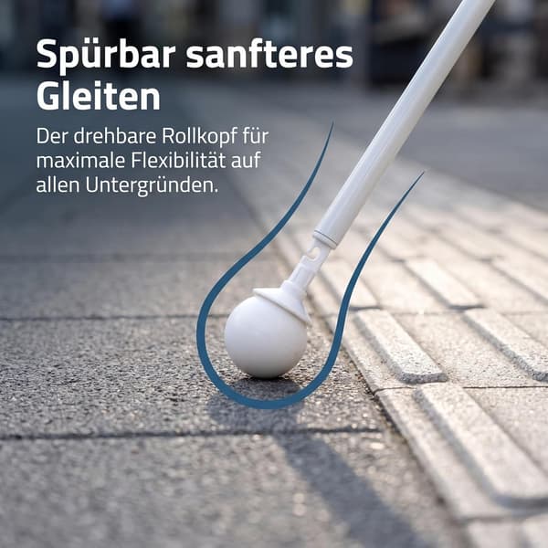 Rund kule rullespiss Blindestokk erstatningsspiss med kroker funksjon robust plastmateriale roterbar rullespiss for fleksibel bevegelsesmontering -