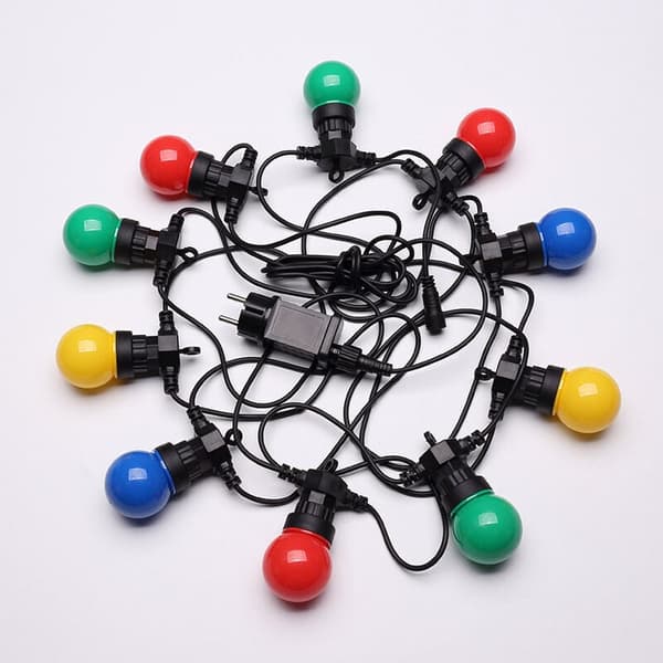 5M Multicolor IP65 - Outdoor Electric Light String 10 Bulbs Blue Red Yellow Green - Romantic Decorative Light String for Patio and Garden