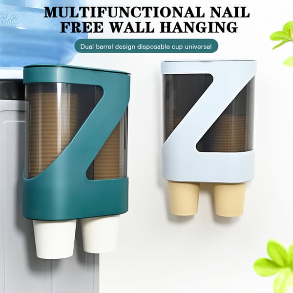 Wall Mounted Disposable Paper Cup Holder Punch-Free Dustproof Cup Dispenser Grey Grey