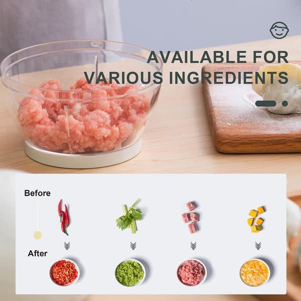 Manual Food Chopper, Manual Fruit and Vegetable Chopper with 3 Pcs