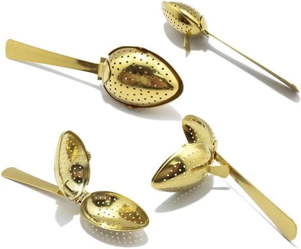 Tesil Snap Ball Tesil i rustfrit stål Si-filter Infuser til løsbladste Guld 2 stk.