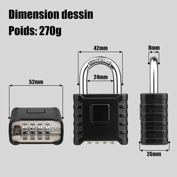 4-digit code lock, 52 mm outdoor lock Waterproof, heavy, An,ZQKLA
