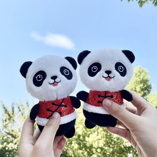 Cartoon Panda Plush Dolls Keychain Resistant to Pulling Squeezing Gift for Girls Women Lovers Girlfriend (B)